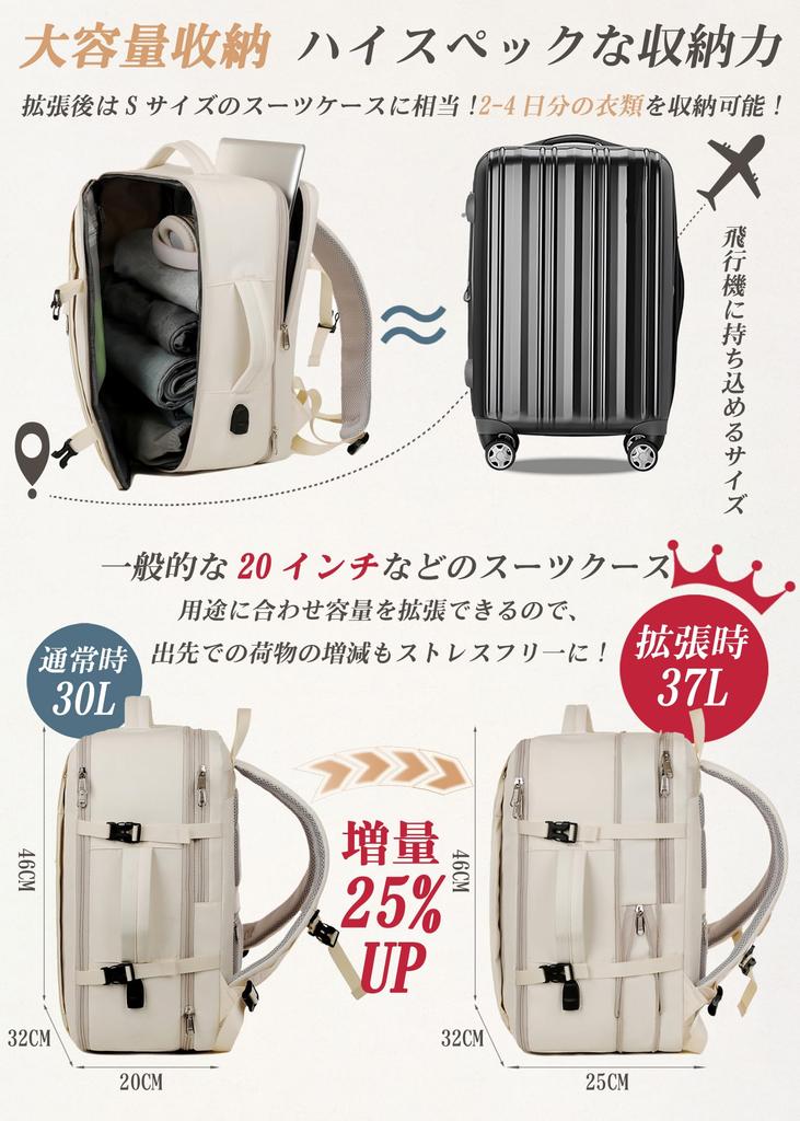 Mochila de Viagem VENDAGO para Homens e Mulheres, Grande Capacidade, Expansível, Tamanho de Bagagem de Mão, Design de Abertura 180°, Design 4 em 1, Mochila 4 em 1, Viagem
