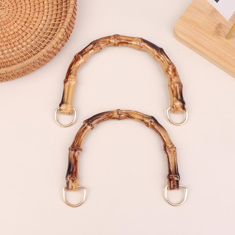 2Pcs 10.5/12Cm Plastic Bag Handle Handbags Replace Faux Bamboo Handles Woven-Bag Purse Frame Kiss Clasp Diy Bags Accessories
