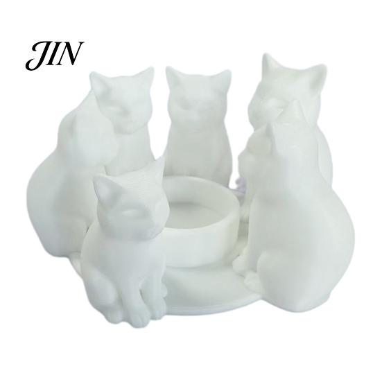 3D Printed Cat Ornament Candle Holder, Matte Sanding Aesthetic Desktop Decor, Integrated Showcase Display Smooth Curved Sculpture, Home Decoration for