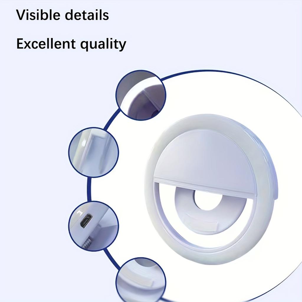 1pc Battery Phone Accessories Portable LED Ring Mini Fill Light Selfie Flash Phone Ring Light Live Video Beauty