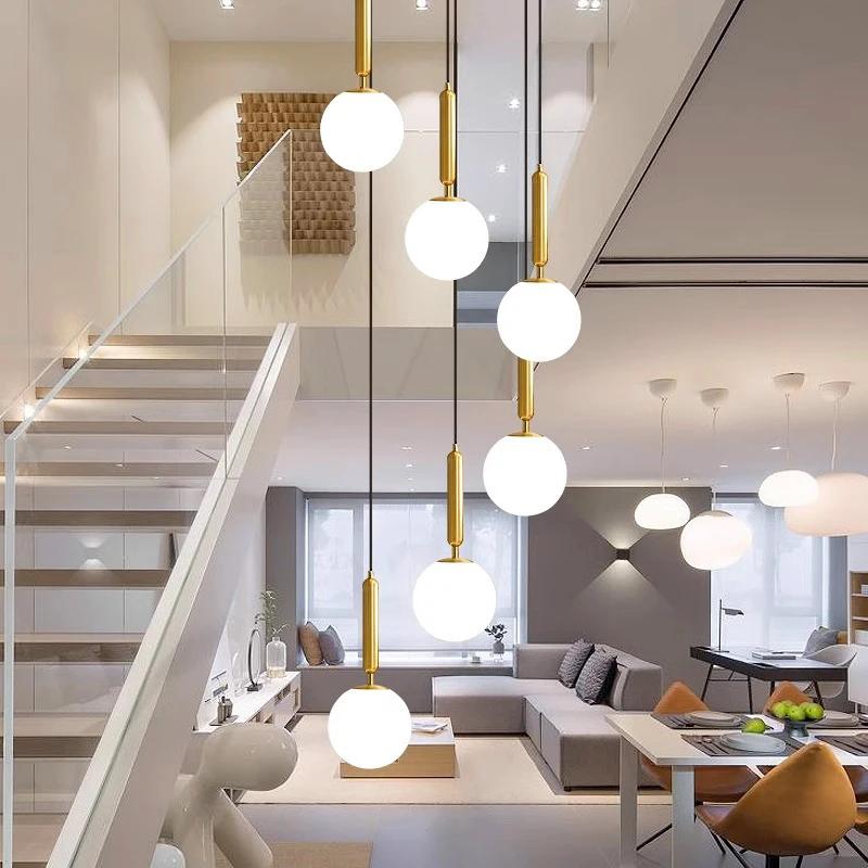 Nordic Home Decor Dining Room Pendant Lamp Lights Indoor Lighting Stair Lamp Living Dining Room Hanging Light Chandelier Lamps