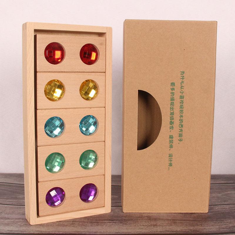 Rainbow Translucent Gemstone Building Blocks Large Particle Cube Building Baby Early Education Toys