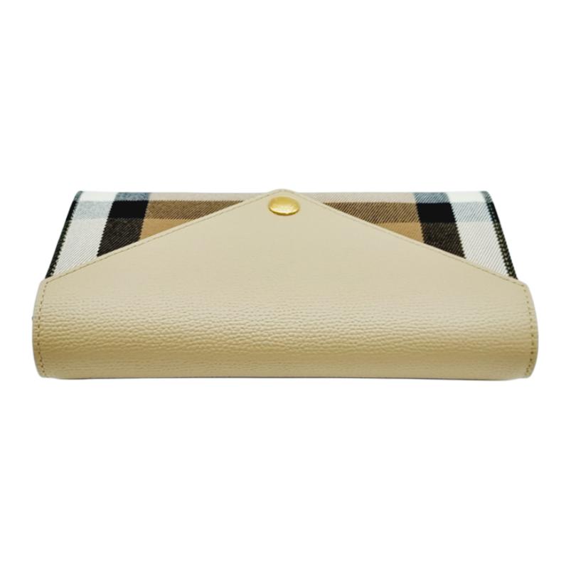 Burberry Hannah Series Brand Check Canvas And Leather Envelope Bag Women bags Light-Beige 80731571