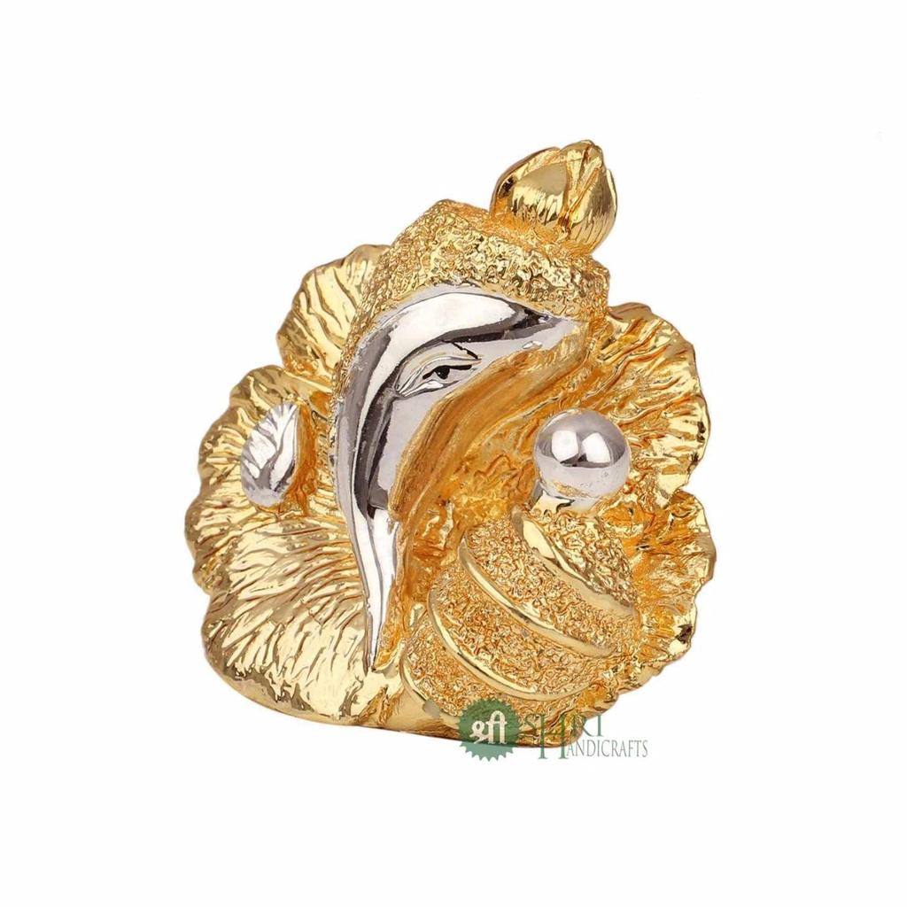 Lord Ganesha Idol Gold & Silver Murti for Good Luck & Success Living Room Home and Office Décor & Gifts (3x4x6cm)