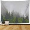 VIKAMA Nature Forest Tapestry, Misty Green Pine Tree Scenery Wall Art Hanging for Bedroom Living Room Photography Backdrop