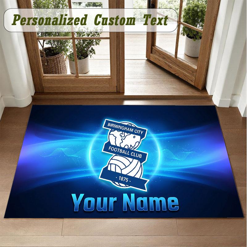 Crystal Velvet Square Rug Custom NameBIRMINGHAM CITY Pattern Non Slip Home Floor Decor Rug