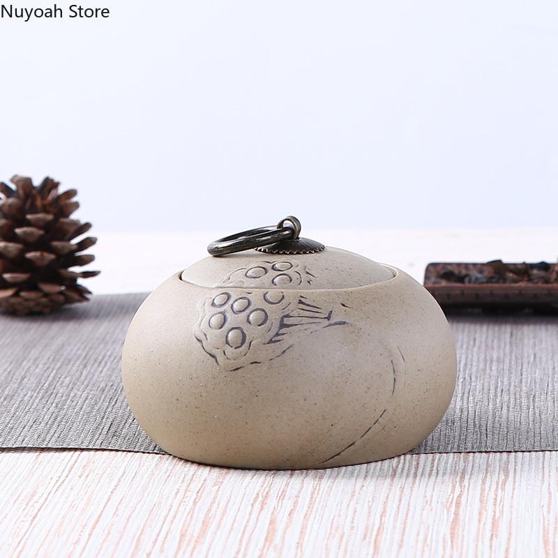 Tea Caddy Ceramic Purple Clay Stoneware Big and Small Tea Sealed Pot Pu'er Tea Storage Box Tea Table Decoration Accessories