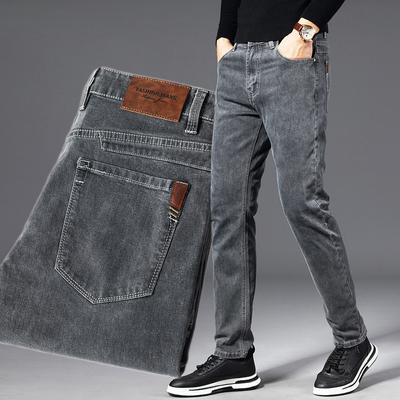 Jeans grigio fumo da uomo larghi dritti estivi pantaloni sottili nuovi da uomo di mezza età casual versatili pantaloni da uomo