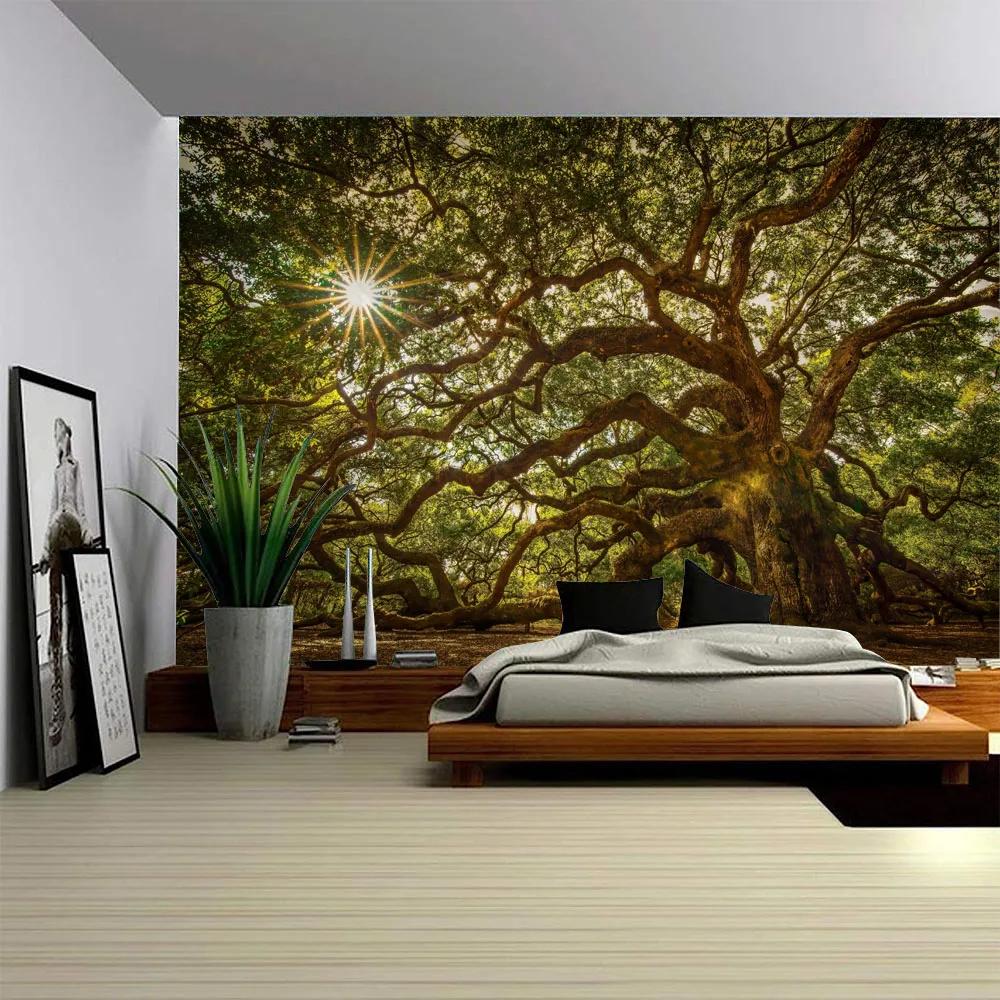 Beautiful Ancient Tree Tapestry, Jungle Landscape, Wall Hanging Cloth, Home Wall Art Decoration, Living Room Background Cloth