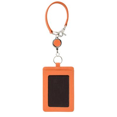 Milagro Shrink Leather Pass Case with Reel, Vertical Style (Pass Case, IC Card Case, ID Case, Vertical Pass Holder, Popular, Stylish Leather, Gift,