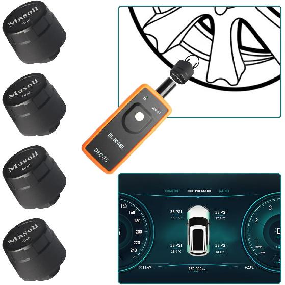 Датчик TPMS для GM Chevy Chevrolet Silverado Buick Cadillac GMC, Датчики TPMS 2-го поколения, Набор из 4 штук с 1 инструментом для обучения TPMS, Внешний датчик давления в шинах,