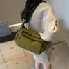 2025 New Casual Simple Canvas Women's Bag Solid Color Casual Shoulder Bag Large Capacity Simple Zipper Messenger Bag Bag