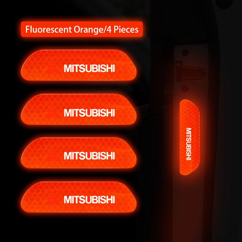 

4Pcs Car Door Safety Warning Sticker Reflective Mark Decal For Mitsubishi Lancer Ralliart ASX Mirage Pajero Xpander Attrage L200 оранжевый