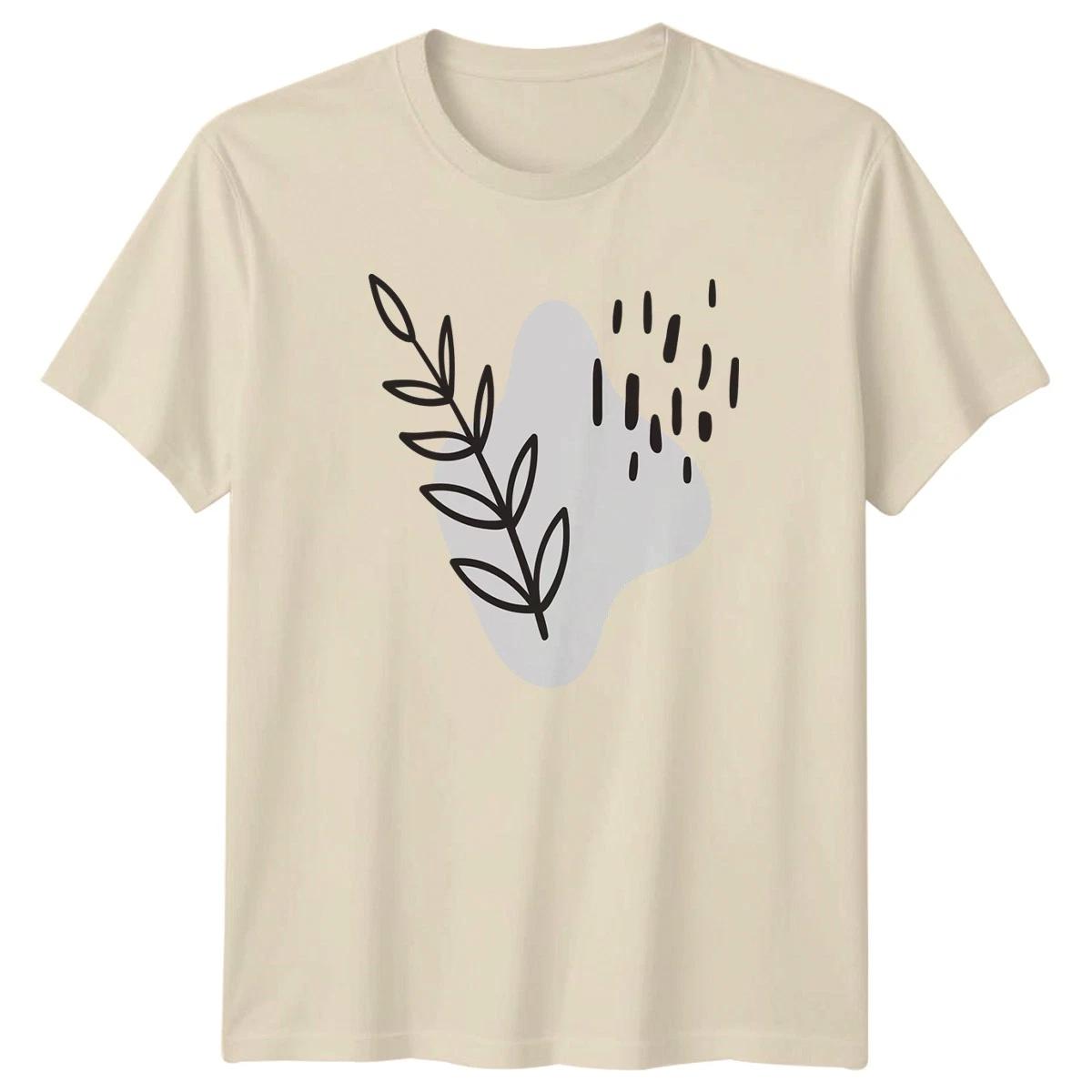 Minimalist Abstract Leaf Branch Organic T-Shirt Botanical Nature Birthday Gift XS