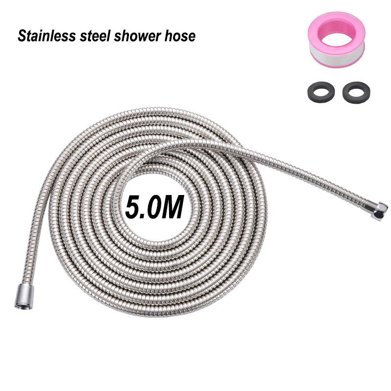 European & Japanese Style High-Pressure Shower Hose: 1.5-2m, Cold/Hot Water, Copper Cap, Stainless Steel, Double Buckle