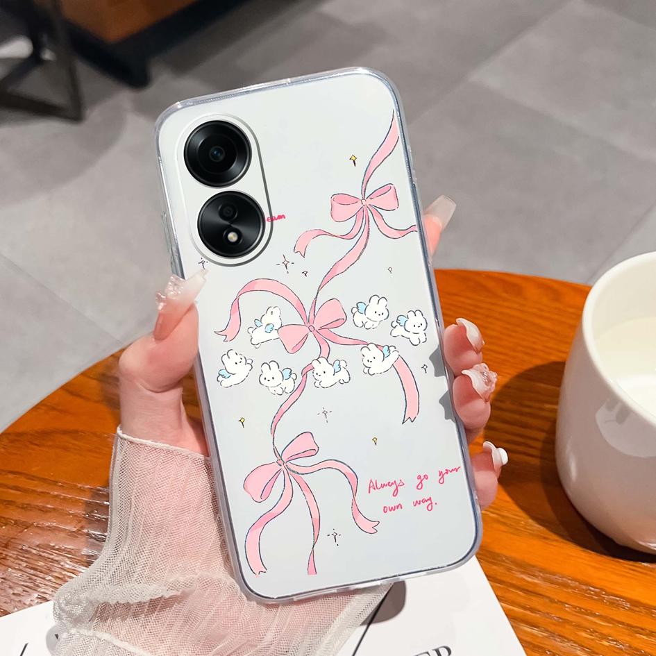 Carcasă nouă pentru Oppo A58 A57 A57S A57e A77 A77S A78 A79 A98 A38 A2 F23 K11 4G 5G Model animal drăguț din silicon transparent anti-alunecare Carcasă durabilă pentru Oppo Capa