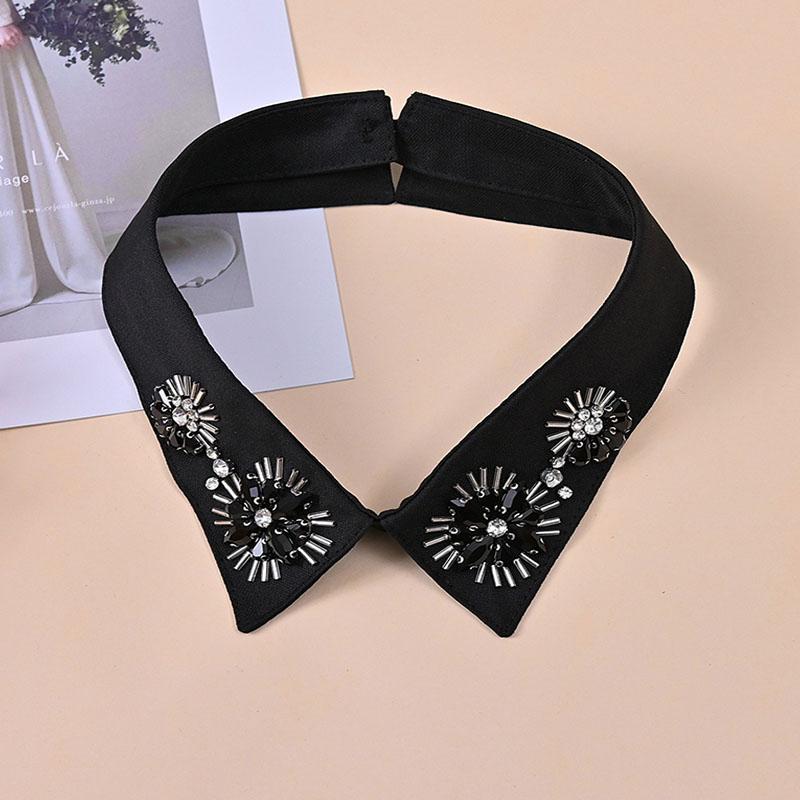 White Fake Collar Women Elegant Diamond Detachable Collars for Women False Shawl Shoulder Wrap Lapel False Collars Woman Tie