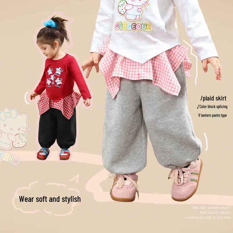 LUSON Baby Girls  Faux Two-Piece Jogger Pants 100