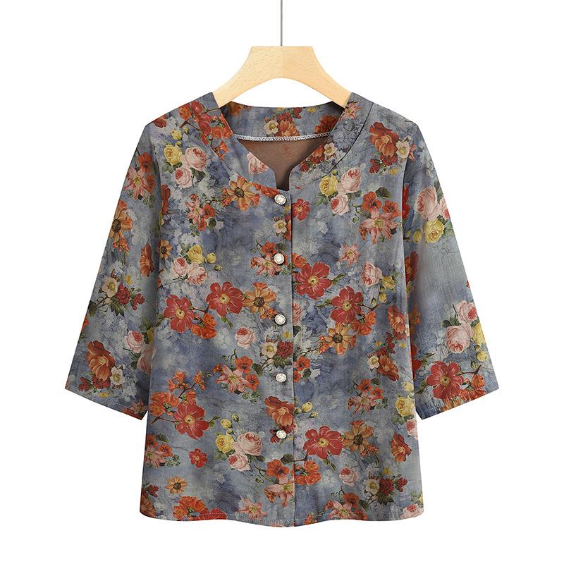 

Летний костюм-двойка с принтом от бабушки - Повседневный костюм для женщин 60 и 70+ 2XL