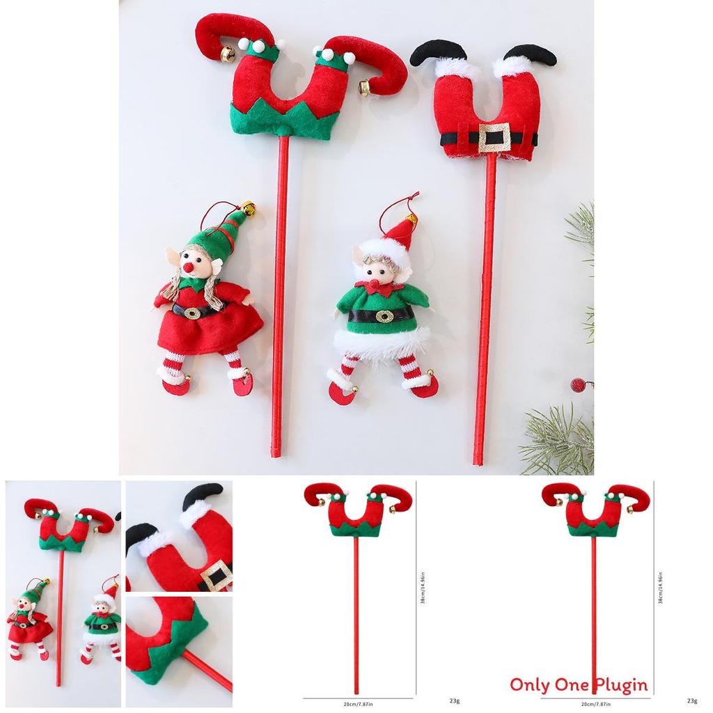 Christmas Elf Leg Santa Claus Plush Figurine With Cartoon Style For Seasonal Tree Decor