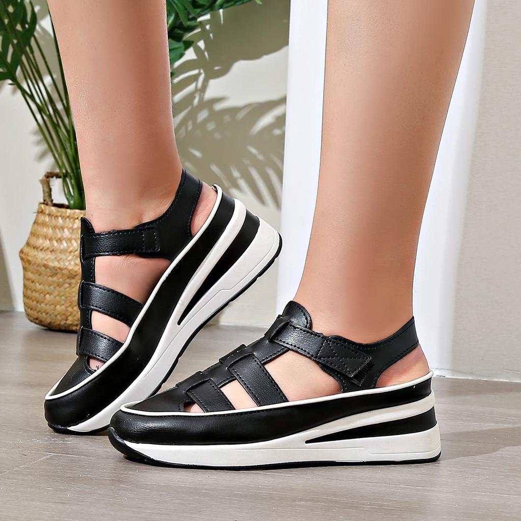 Fashion Women Shoes 2024 New Closed Toe Women Sandals Fashion Rome Casual Sandals Women Hollow Platform Wedges Plus Size Sneakers Female