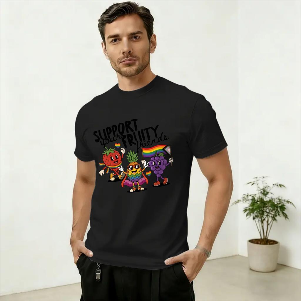 LGBTQ Support Your Fruity Friends Gay Pride TShirt Summer Trending T Shirts Unisex Pure Cotton Clothes ShortSleevedTops