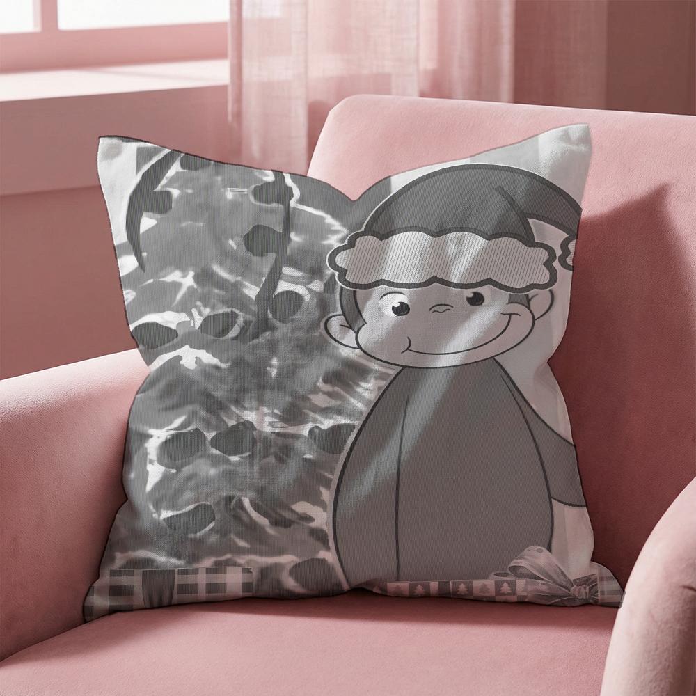

C-Curious George CARTOON Cushion Cover Multi-Scene Pillow Cover for Home & Car - Reversible, Soft & Durable for Daily Use 30cmx30cm