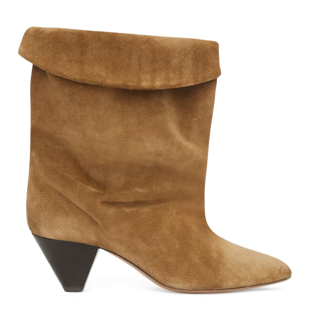 Μοναδικές κοντές σουέτ γυναικείες γουέστερν μπότες καουμπόικες με κωνικό τακούνι, φθινοπωρινές και χειμερινές, νέες μπότες με πιέτες και σούρες, μποτάκια Μάρτιν