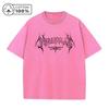 Maglietta da Uomo Retro Usurata Lavata Puro Cotone Vestibilità Larga Casual Manica Corta Stampa Testo Gotico Scuro Top Stylish da Pendolare