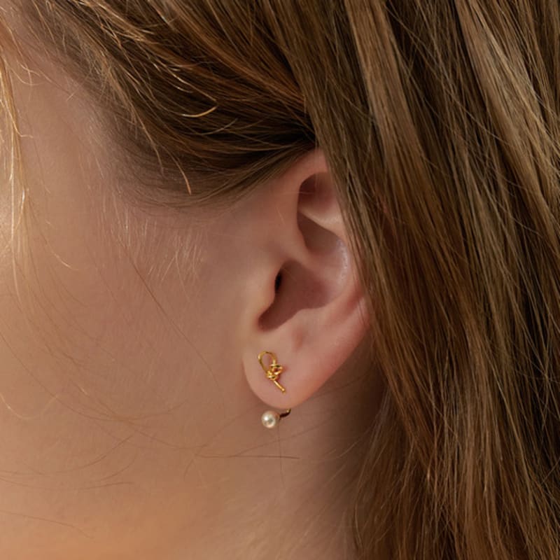 TATIANA (925 Silver) Ballerina Ribbon Pearl Ear Jacket Earrings EC3093