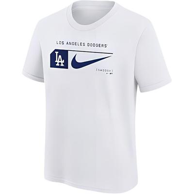 Koszulka MLB Los Angeles Dodgers Prosty nadruk logo Okrągły dekolt Casual Krótki rękaw Topy dla dzieci Biały 3Z3B7NMB2-LAD