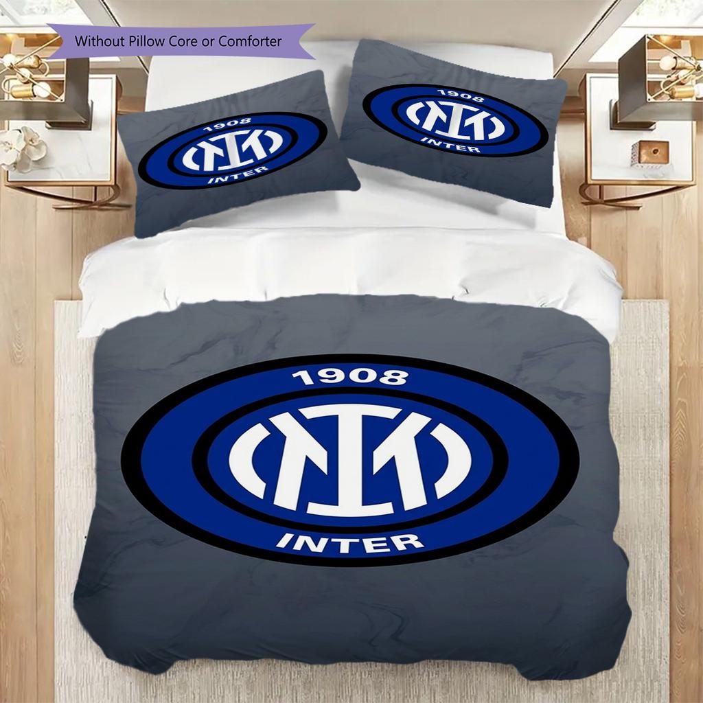 Biancheria da letto con design dello stemma dell'Inter (1 * copripiumino + 2 * federa, senza nucleo) Regalo di compleanno di Natale Set biancheria da letto Morbido e confortevole
