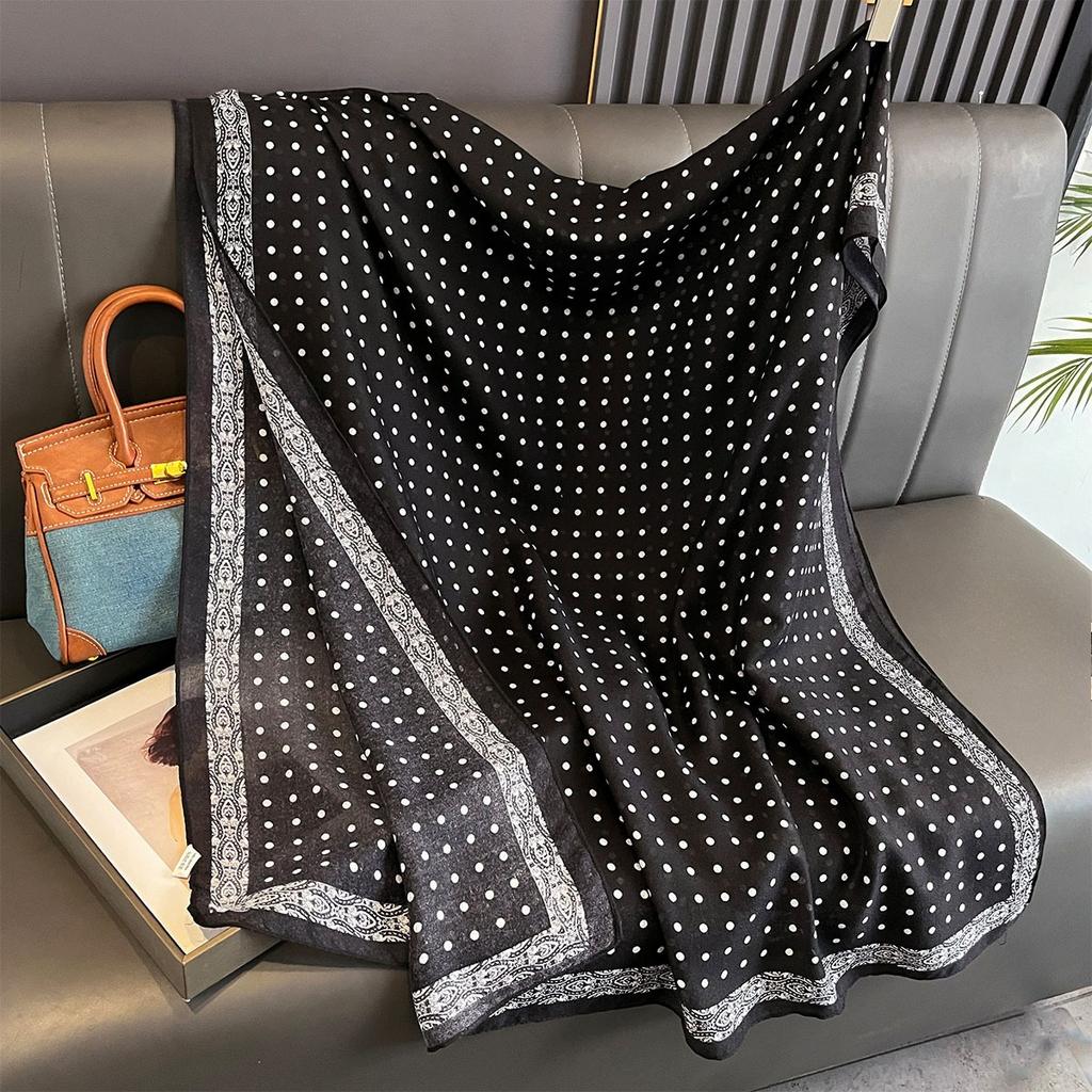 180X90Cm Polka Dot Printed Scarf Women Autumn Winter Cotton Linen Scarf Fashionable And Versatile Sun Protection And Warm Shawl