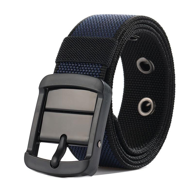Reversible Dual-Color Nylon Belt With Rotating Pin Buckle Unisex Casual Waistband Jeans Pants