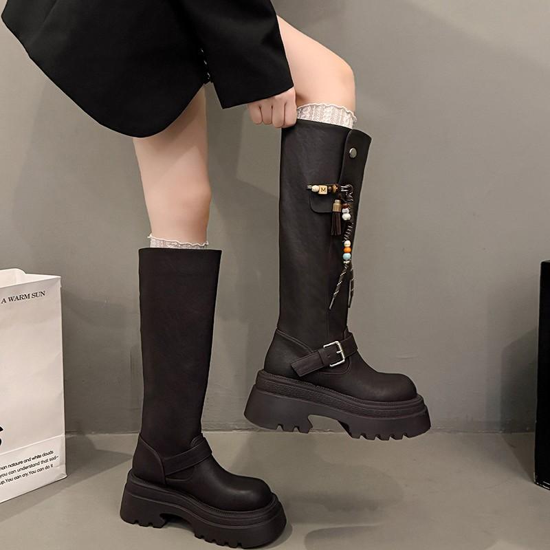 But Knee Boots Women's Thick Legs 2025 New Autumn and Winter Black Thin Boots Small Thick-soled High Knight Boots