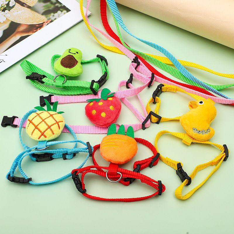 Cartoon Fruit Harness Rabbit Cat Harness And Leash Set Adjustable Pet Harnesses For Small Animals Outdoor Walking Traction Rope