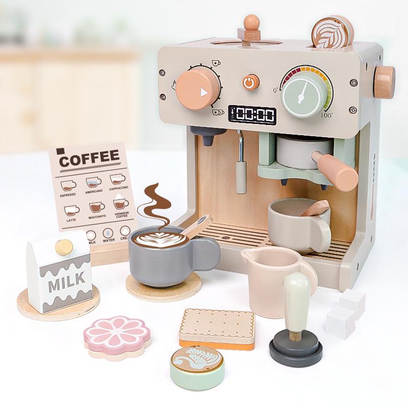 Kids' Wooden Coffee Maker & Afternoon Tea Play Set