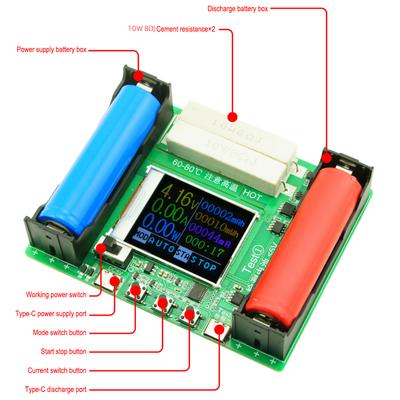 Wyświetlacz LCD typu C Tester pojemności baterii MAh MWh bateria litowa cyfrowy moduł detektora mocy baterii 18650 Tester baterii