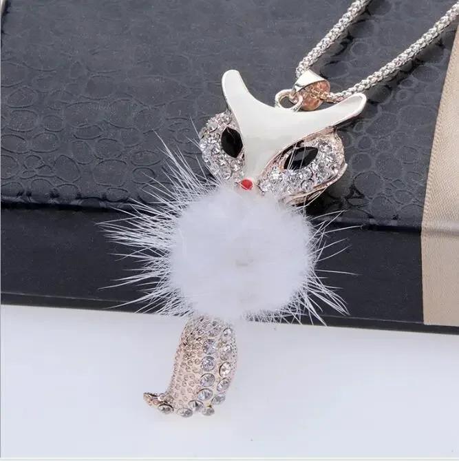 

Модное корейское ожерелье с лисой и бриллиантами, модные уличные аксессуары для одежды, креативная цепочка для свитера A