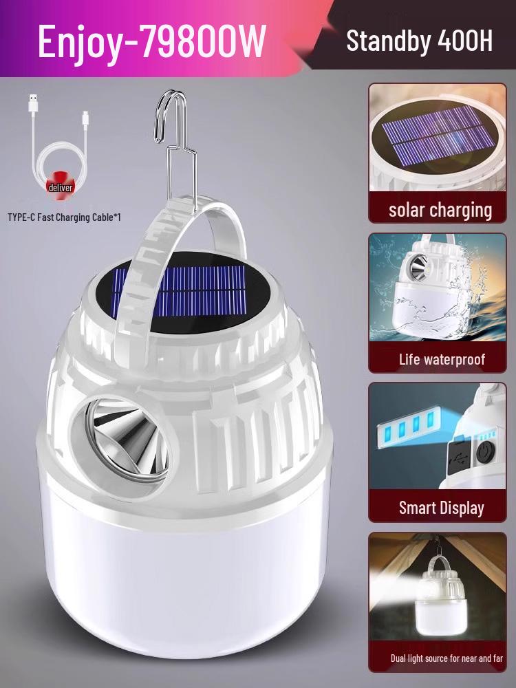 Rechargeable Solar Camping Lantern - Long Battery Life, Emergency & Outdoor Tent Light
