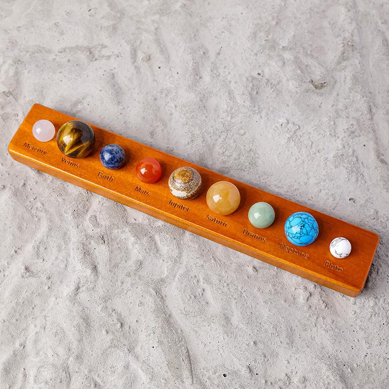 Natural Crystal Solar System Model: Nine Planet Gift Box & Desktop Ornament for Students and Kids