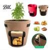 Foldable Soil Container for Plants Flowerpot Fabric Grow Bags with Handles And Side Hook Air Circulation Planter Bag Loop Opening Reinforced Stitching