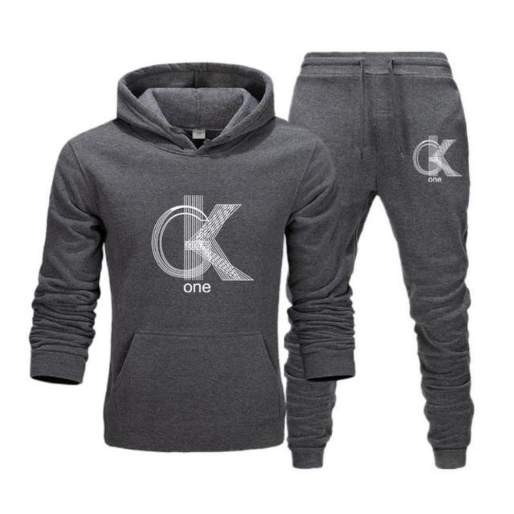 Herenmode Bedrukte Hoodie+Broek Set, Casual Sportkleding+Sportkleding Set