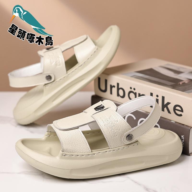 

First layer cowhide sandals men s 2025 summer new trendy men s thick sole light sole sports open sandals 44
