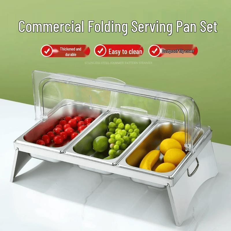 Stainless Steel Food Pan with Folding Rack