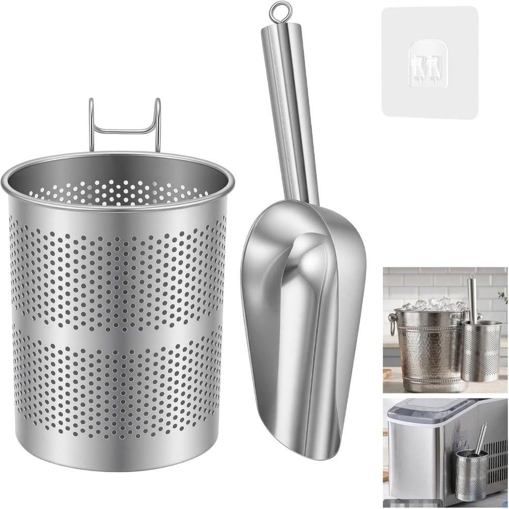 Porta Paletta Ghiaccio in Acciaio Inossidabile Organizer da Appendere Salvaspazio Accessori per Macchina del Ghiaccio