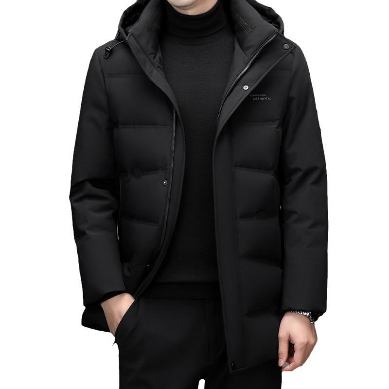 Pie Overcome Down Jacket Men'S Thickened White Goose Down Casual Warm Down Jacket Medium And Long Medium And Old