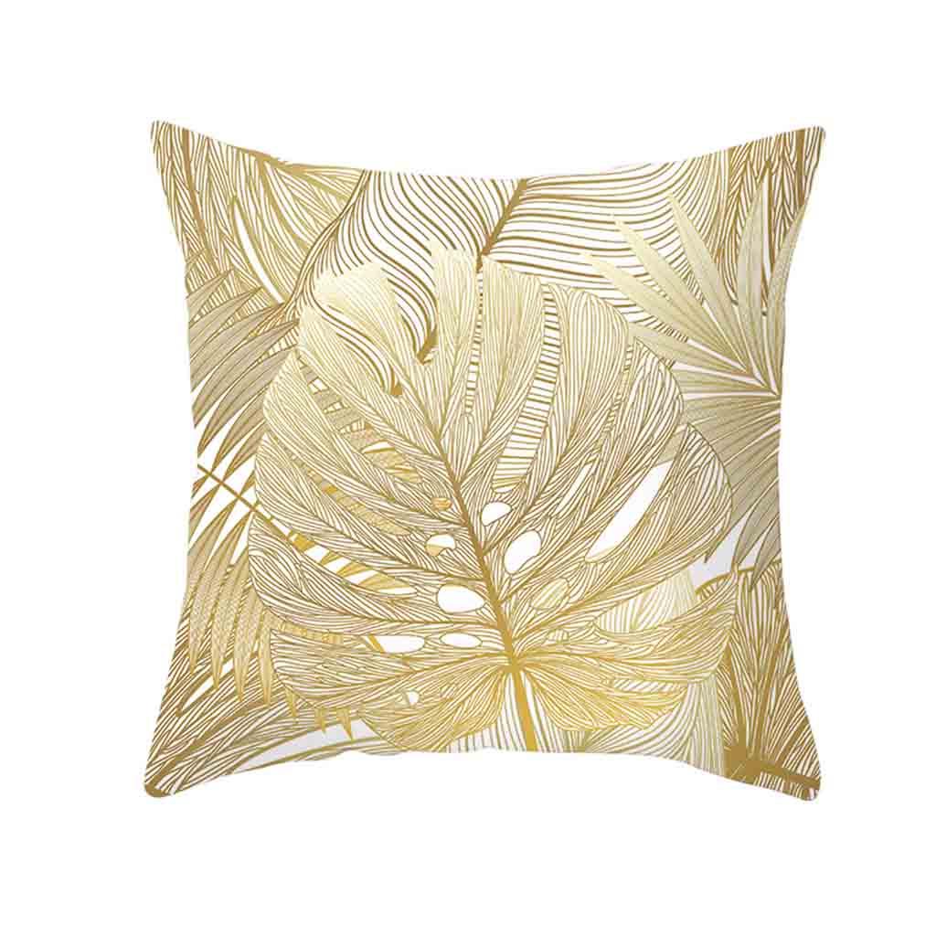 Gold Plant Printed Polyester Case Cover Sofa Pute Cover Home Decor