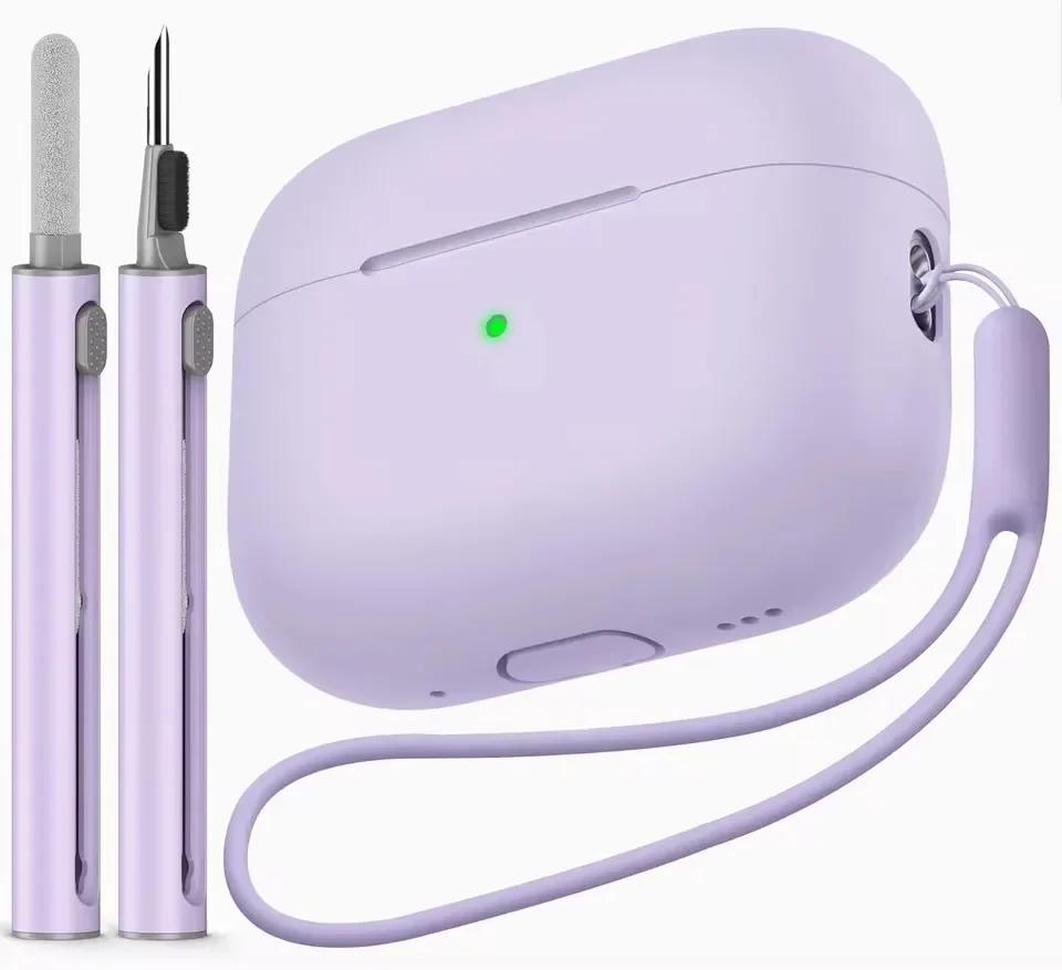 For Airpods Pro 2 Case Cover with Cleaner Pen Kit Soft Silicone Protective Case for Apple Airpods Pro 2nd/1st Case Generation
