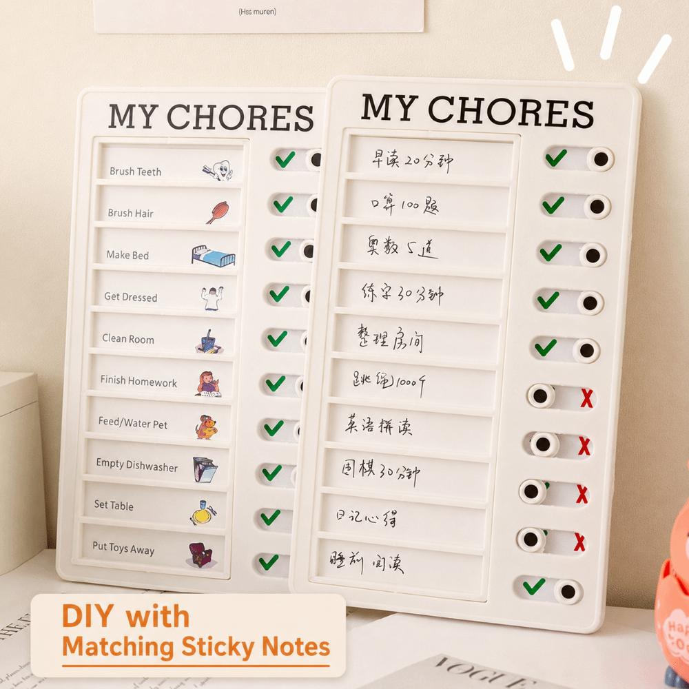 Plastic Chore Chart Sliding Type My Chores Checklist Board Durable Task Tracker Planner  Home Study
